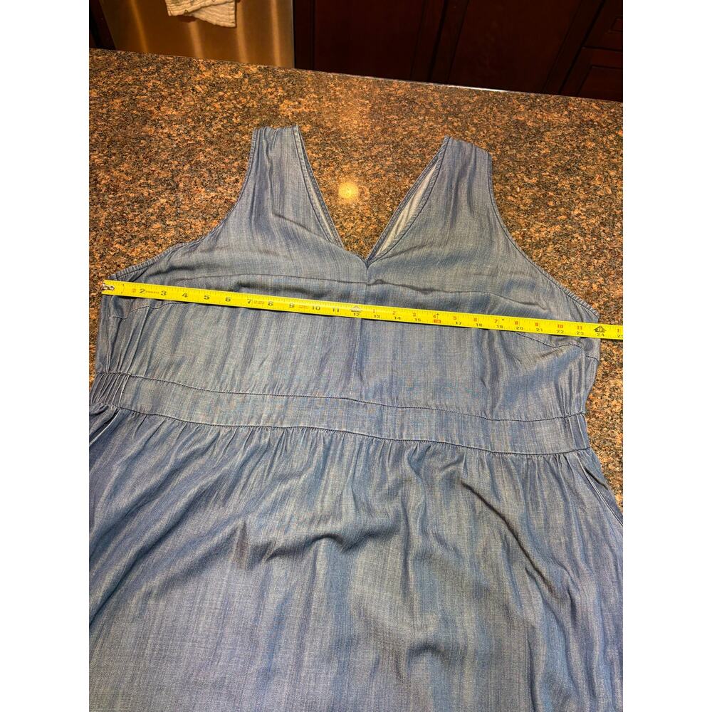 Standards & Practices Plus Size V-Neck A-Line Tencel Denim Maxi Dress Size 2X - Picture 10 of 16